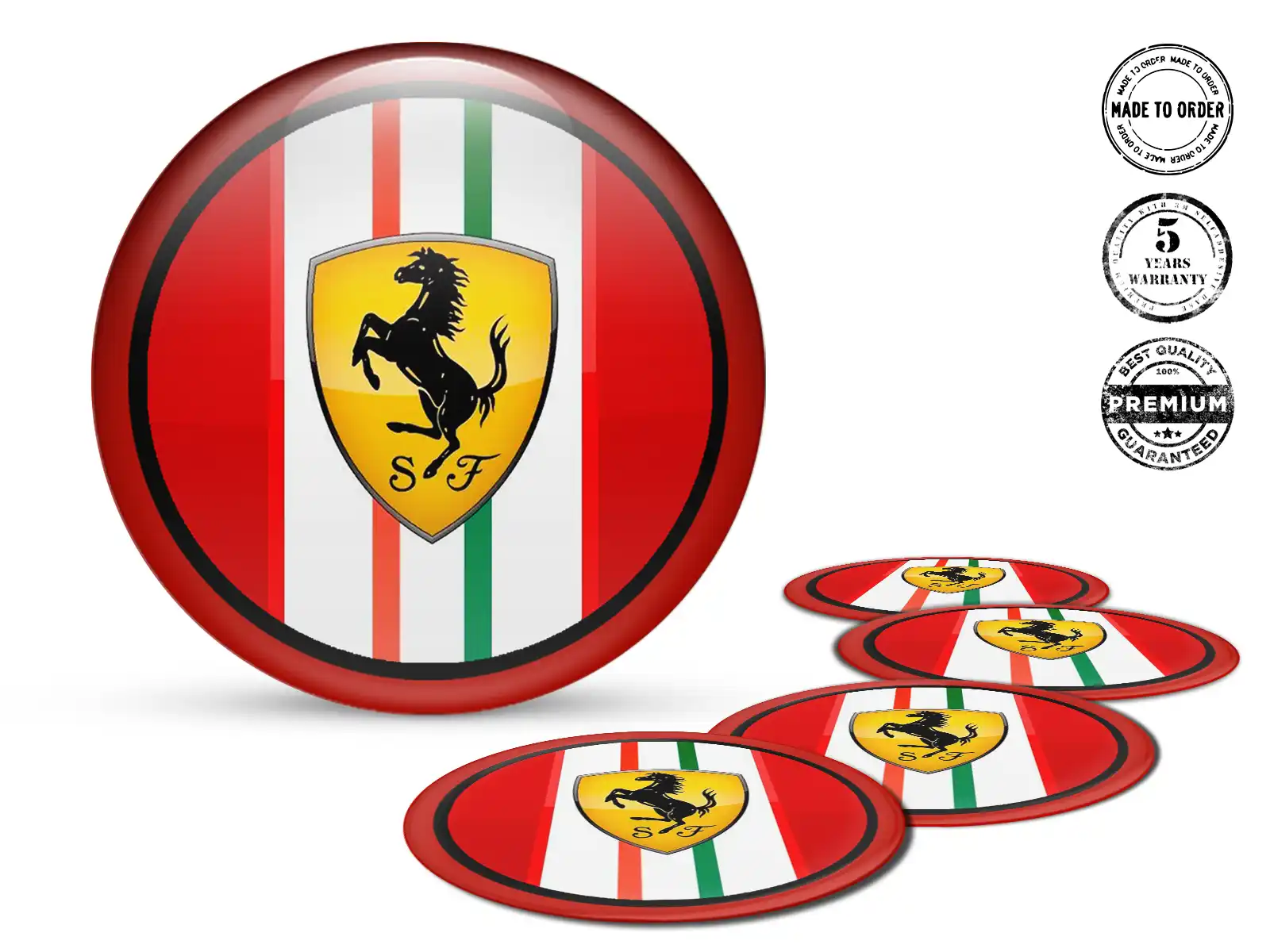 Ferrari Aufkleber auf Rädern Premium Dome Labels